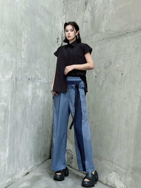 Stripe Panel Wide Pants